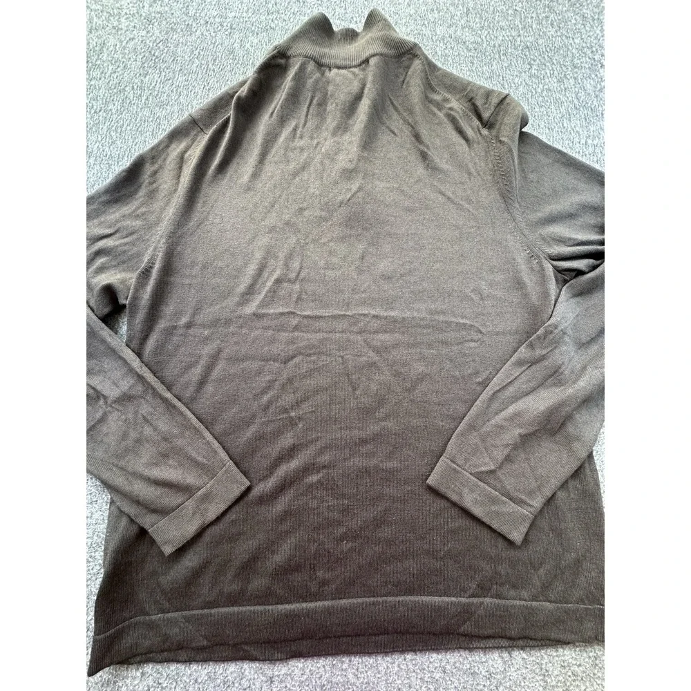 Banana Republic Sweater Mens Lg‎ Brown Mock Neck Silk Cashmere Quarter Button Up